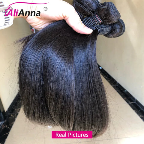 Natural Black Brazilian Straight Human Hair Bundles - 100% Raw Remy Hair Extensions