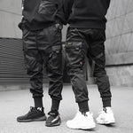 Men's Gothic Cargo Pants with Ribbons – Edgy Harem Jogger Style