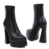 SaraIris Handmade Thigh High Pointed Toe Platform Boots - Sexy Over The Knee Boots for Winter Parties