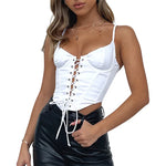 Vintage Sleeveless Lace Up Hollow Out Slim Irregular Corset