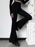 Vinatge Dark Pants High Waist Solid Color Flare Pants - Alt Style Clothing
