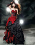 Gothic Vintage Court Style Sweetheart Ruffle Taffeta Floor Length Big Bow Corset Evening gown - Alt Style Clothing