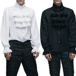 Victorian Renaissance Ruffled Gothic Steampunk Shirt – Stand Collar Single-Breasted Design