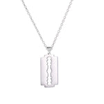 Steel Razor Blade Pendant Necklace - Punk Stainless Steel