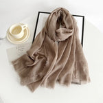 Long Cotton & Linen Scarf - Lightweight Solid Color Fashion Scarf