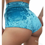 High Waist Velvet Stretch Shorts for Women