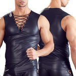 Mens Sexy Faux Leather Tank Top