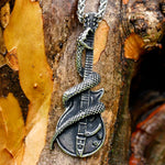 Retro Domineering Snake Guitar Pendant Necklace for Men