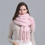 Thick Cashmere Pashmina Scarf with Tassels - Warm & Soft Shawl Wrap