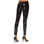 High-Waisted Push-Up PU Leather Leggings with Back Zipper Detail