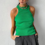 Backless Tank Top Solid Color