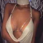 Crystal Backless Halter Neck Crop Top