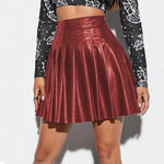 Elegant Leather Pleated Mini Skirt