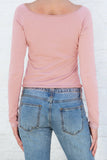 Solid Slim Shoulder Out Long Sleeve Top - Alt Style Clothing