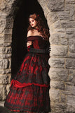 Gothic Medieval Lace Evening Dress with Court Train