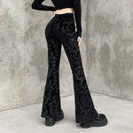 Retro Gothic High-Waist Flared Pants – Victorian Elegance Meets Modern Gothic Aesthetic