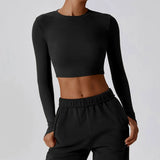 Long Sleeve Running Exposed Navel Crop Top