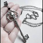 Goth Antique Silver Color Skeleton Key Necklace