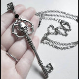 Goth Antique Silver Color Skeleton Key Necklace - Alt Style Clothing