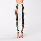 Sexy Lace Up Pants Slim Black High Waist Bandage Leggings - Alt Style Clothing