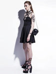 Fitshinling Pentagram Gothic Slim A-Line Dark Sleeveless Dress