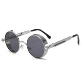 Vintage Round Steampunk Sunglasses - Metal Frame UV400 Mirror Lenses