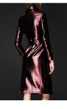 Long Shiny Reflective Patent Leather Trench Coat - Alt Style Clothing