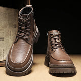 Fur-Lined Leather Combat Boots - Lace-Up for Ultimate Comfort and Protection