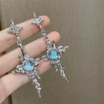 Gothic Irregular Moonstone Star Earrings – Trendy Asymmetrical Design