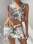 Sexy see through metal sequin glitter club party dress - Alt Style Clothing