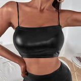 Crop Top Gothic Streetwear Patent Leather Tank Top - Alt Style Clothing