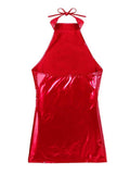 Halter Backless Wet Look PVC PU Leather Hot Tight Dress - Alt Style Clothing