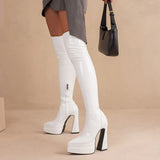 SaraIris Handmade Thigh High Pointed Toe Platform Boots - Sexy Over The Knee Boots for Winter Parties