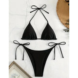 Solid Micro Bikini Set - Brazilian G-String Thong