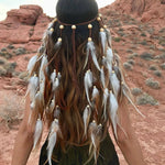 Boho Peacock Feather Adjustable Headdress - Women's Novelty Hair Band