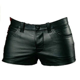 Solid Color PU Casual Cross-Pants Shorts