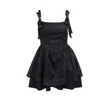 Gothic Jacquard Tunic Mini Dress with Bow and Butterfly Sleeves