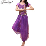 Sparkly Sequin Belly Dance Performance Costume - iiniim Puff Sleeve Dancer Outfit