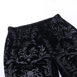 Retro Gothic High Waist Flared Pants - Floral Spliced Gothic Style