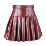 Elegant Leather Pleated Mini Skirt