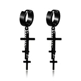 Stainless Steel Cross Skull Star Scorpion Tassel Chain Stud Earrings