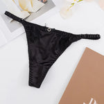 Low-Rise Satin T-Back Thong Panties – Thin Belt Femme Style