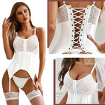 Corset Lingerie Bustier Strappy Bodysuit Lace Push Up Bra Shaper