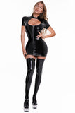 Sexy Zipper Wetlook PVC Leather Dress - Alt Style Clothing