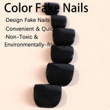 24pcs Black Glossy Square Press-On Toenails for Women