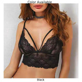 Lace Wire-Free Bustier Sheer Top - Seamless Three-Quarter Cup Bra