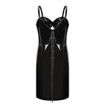 Faux Leather High-Waist Push-Up Bra Midi Dress