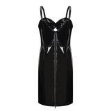 Faux Leather High-Waist Push-Up Bra Midi Dress