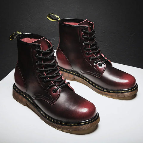 Edgy Handmade Thick-Soled Genuine Leather Boots for Alternative Men