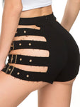 High-Waisted Hollow-Out Mini Shorts